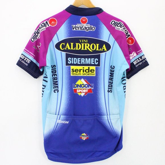 Vintage SMS Santini Cycling Jersey Mens Blue Short Sleeve Athletic Half Zip 2XL - Picture 8 of 11